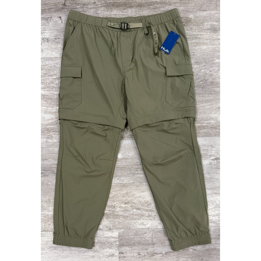 NEW Huk Creekbed Convertible Nylon Pants Moss Mens XL Fishing Camping Stretch